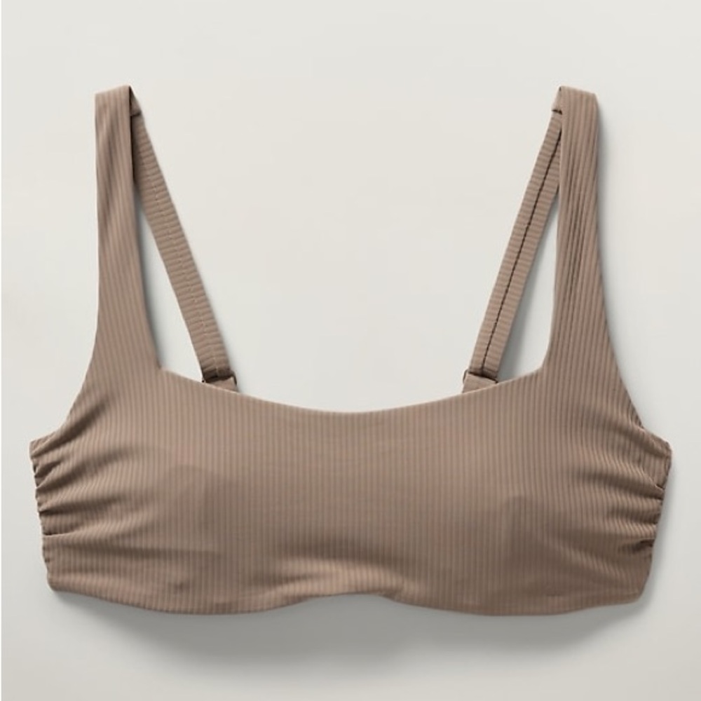 NEW!! Women’s Athleta Square Neck Rib Bikini Top Size 34 B/C Taupe